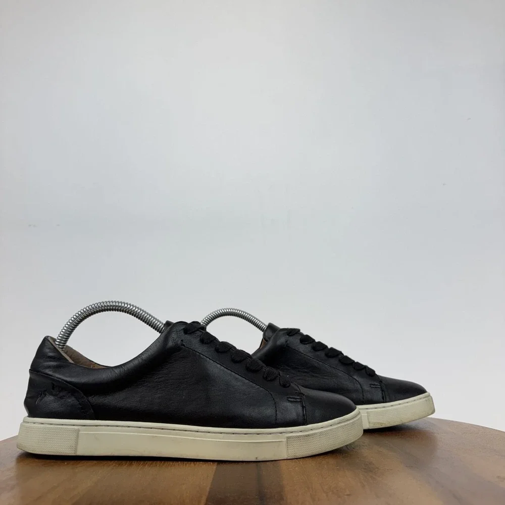 Womens Frye Ivy Black Leather Low Top Casual Comfort Sneakers Shoes Size 8 M GUC